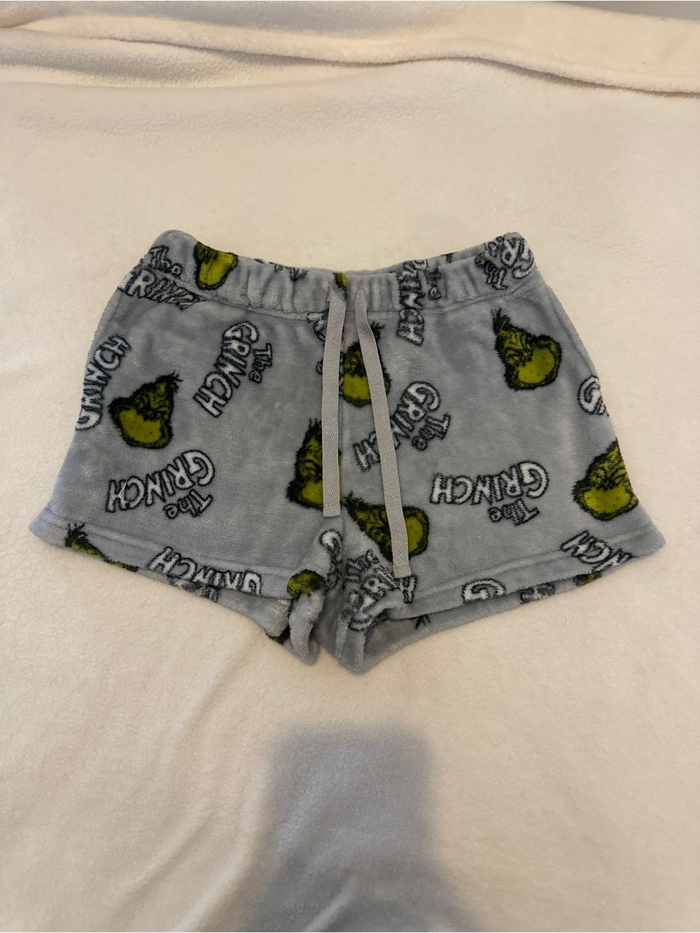 Cozy Gray Grinch Fleece Sleep Shorts